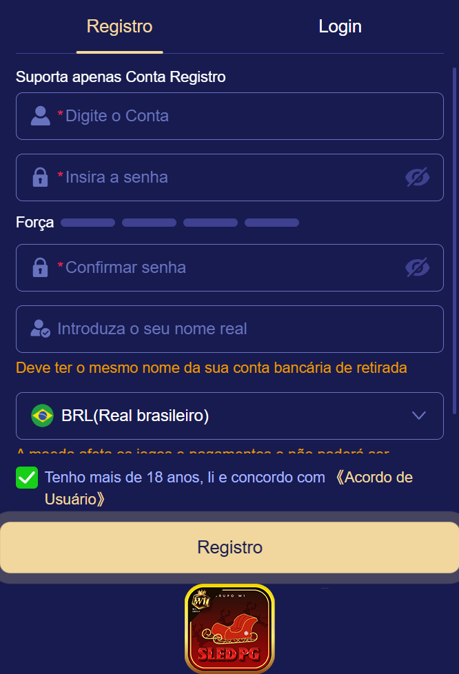 Cadastro rápido e seguro na sledpg.com